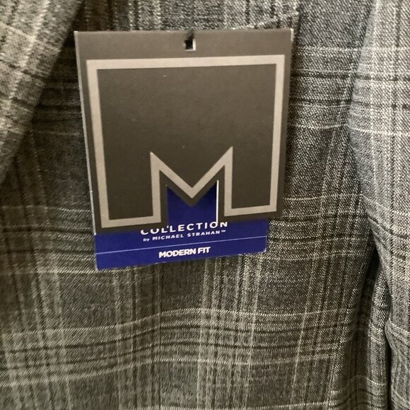 Michael Strahan Size 42 Regular Plaid Modern Fit Stretch Mens Gray Blazer. New - Picture 7 of 12